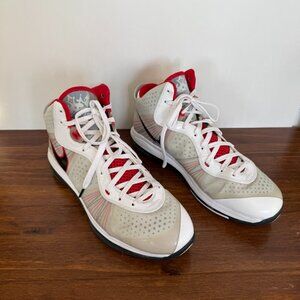Nike LeBron 8 White Red Black Size 13 High Top Basketball Retro Sneakers